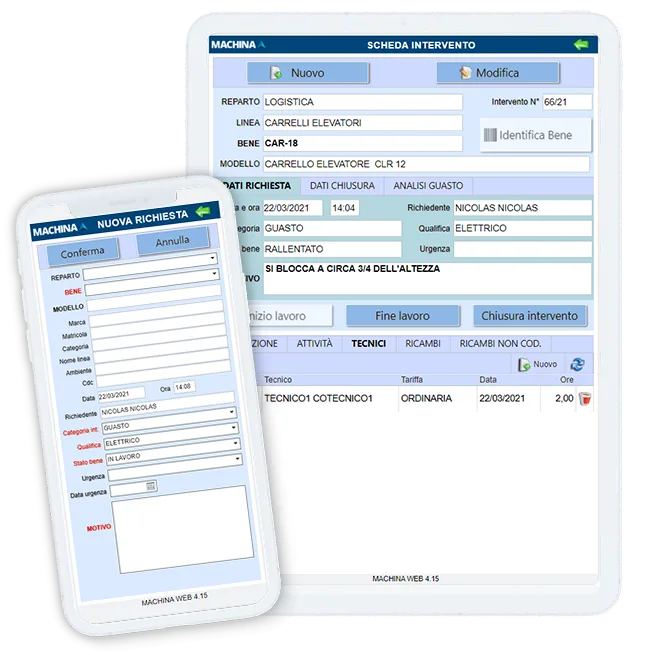 Richieste di intervento su tablet e smartphone